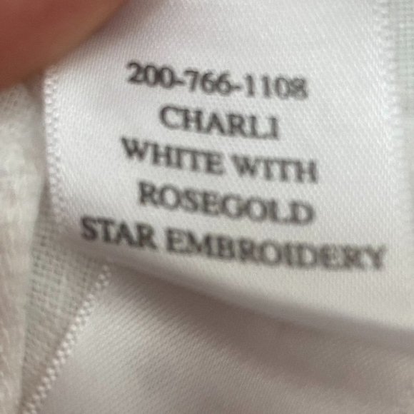 Rails Charli White Button Down Linen Rose Gold Embroidered Stars Sz Med - Picture 9 of 11